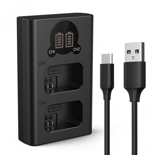 K&F NP-FW50 Dual Battery Charger with LCD Screen
