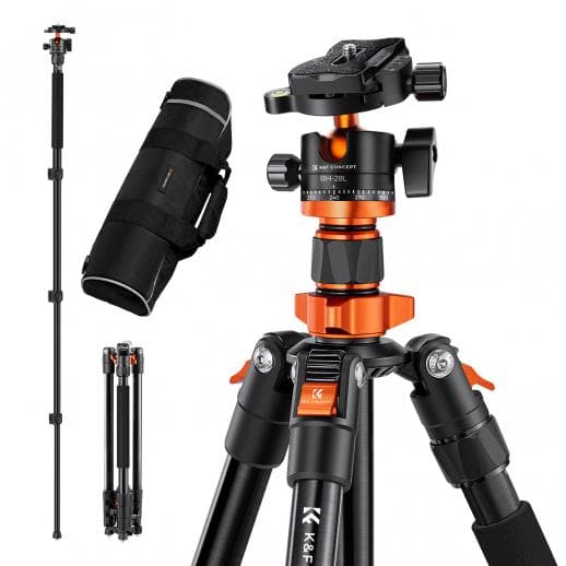 K&F Aluminum Tripod for DSLR K254A1+BH-28L QU