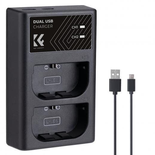 K&F LP-E6NH Dual Battery Charger with LCD Screen