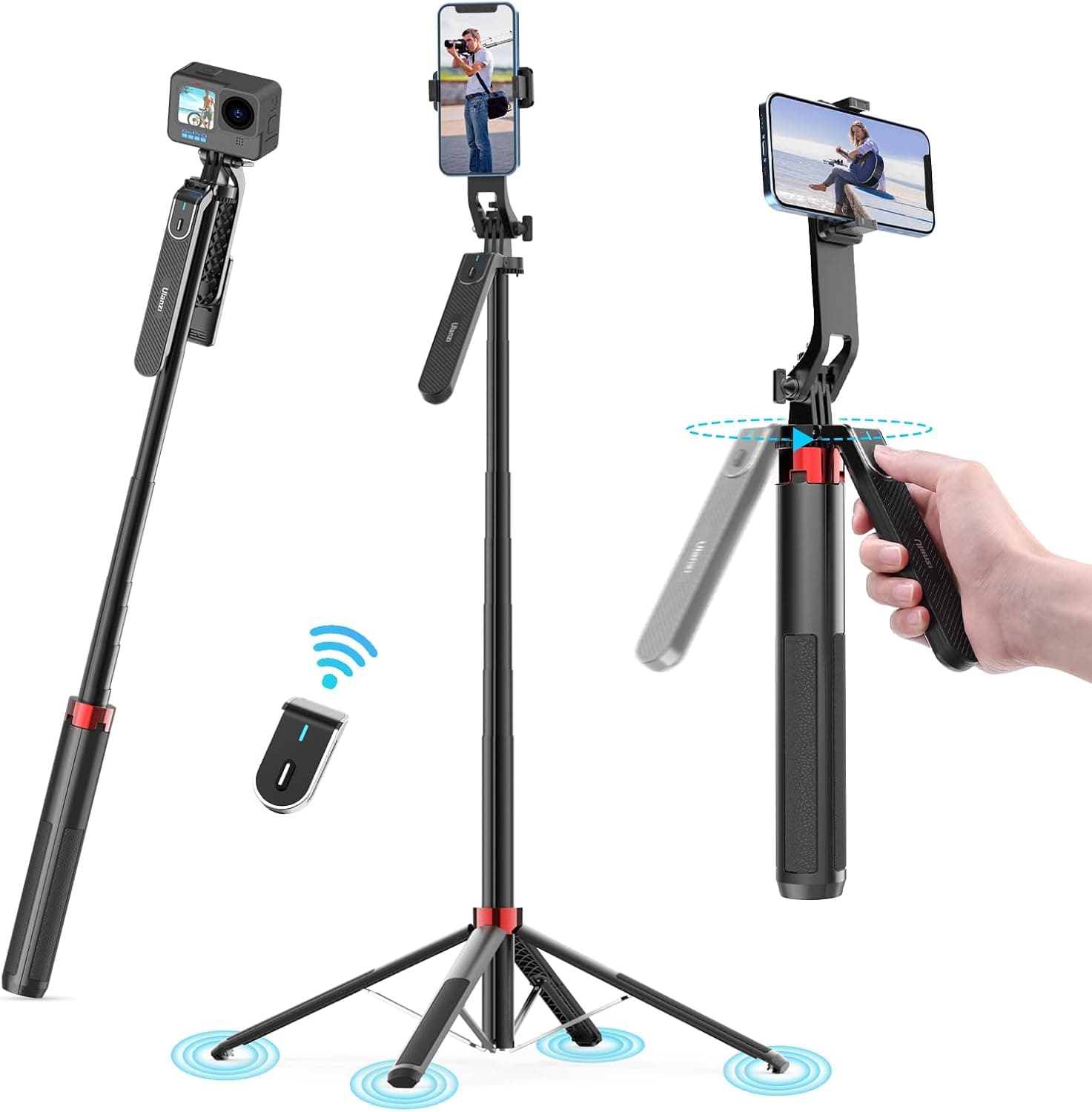 Ulanzi MA09 Bluetooth Remote Control Selfie Stick for GoPro or Smartphone
