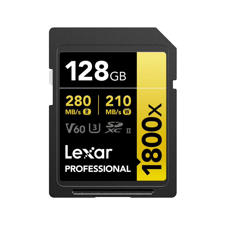 Lexar 128GB Professional Card 280MBs/210 1800x UHS-II SDXC GOLD