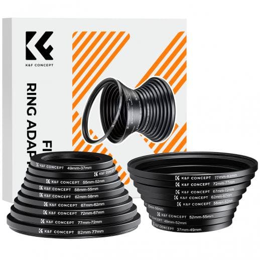 18 Pieces Filter Adapter Stepping Rings Kit (9 Step Up Ring Set + 9 Step Down Ring Set)
