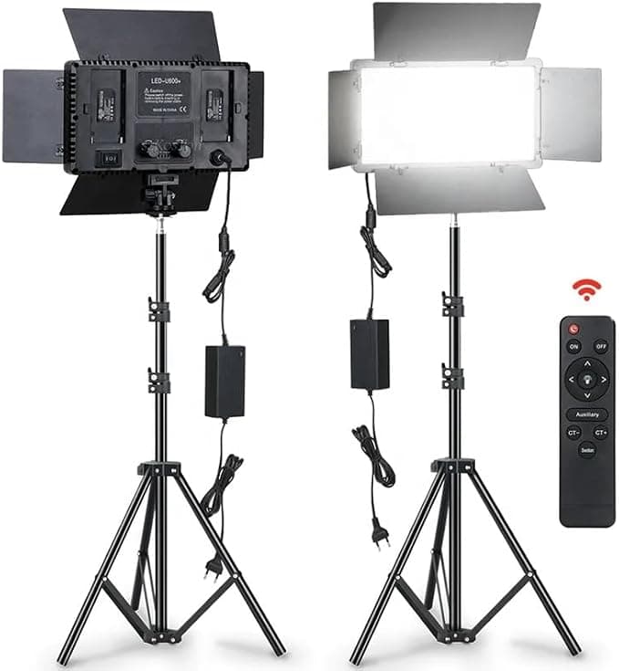 Professional Photo & Video Pro LED 600 Bi-Color Panel Light | 3200K–6500K Adjustable Temperature, 600 LEDs, Barn Doors & AC/Battery Power