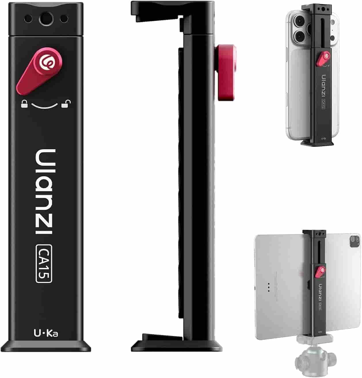 Ulanzi CA15 One-Lock Tablet Clamp Holder – All-Metal Universal iPad Mount with Arca-Swiss & Cold Shoe