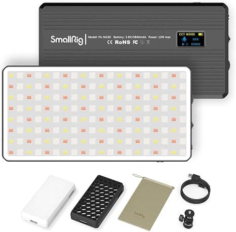 M160 RGB LED Panel Video Light | Full 360° HSI Color, 2500K–8500K CCT, Built-in 3800mAh Battery & OLED Screen