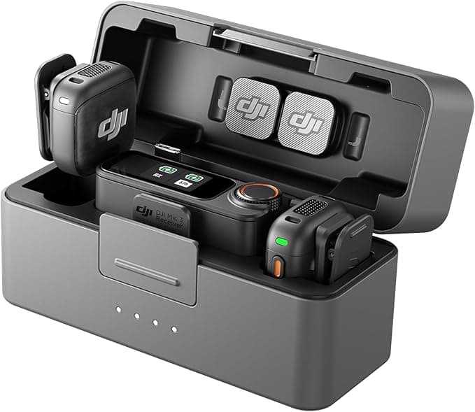 DJI Mic 3 Wireless Microphone System | 32-Bit Float, Integrated Timecode, 4TX + 8RX Multi-Channel Sync, 400m Dual-Band Range