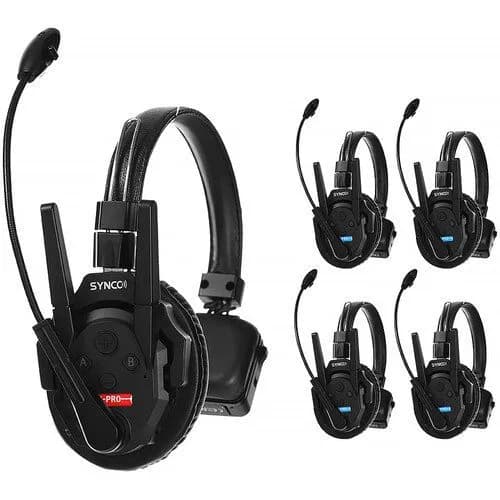 Synco Xtalk XPro5 Wireless Intercom System with 5 Single-Ear Headsets