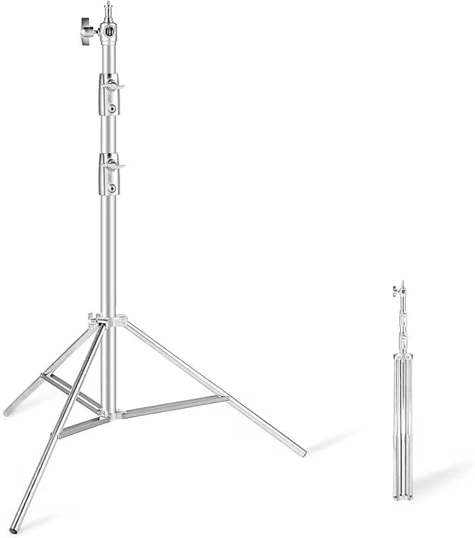 QIHE Stainless Steel Light Stand 110in/2.8m Heavy Duty Light Stand