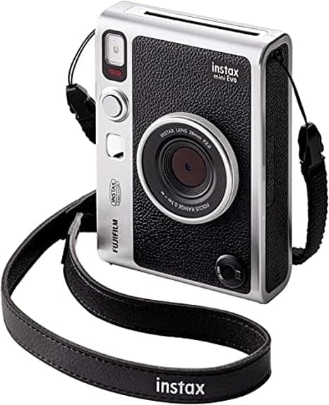 Fujifilm Instax Mini Evo Hybrid Instant Camera (Black) | 100 Lens & Film Combinations, LCD Screen, Smartphone Printing