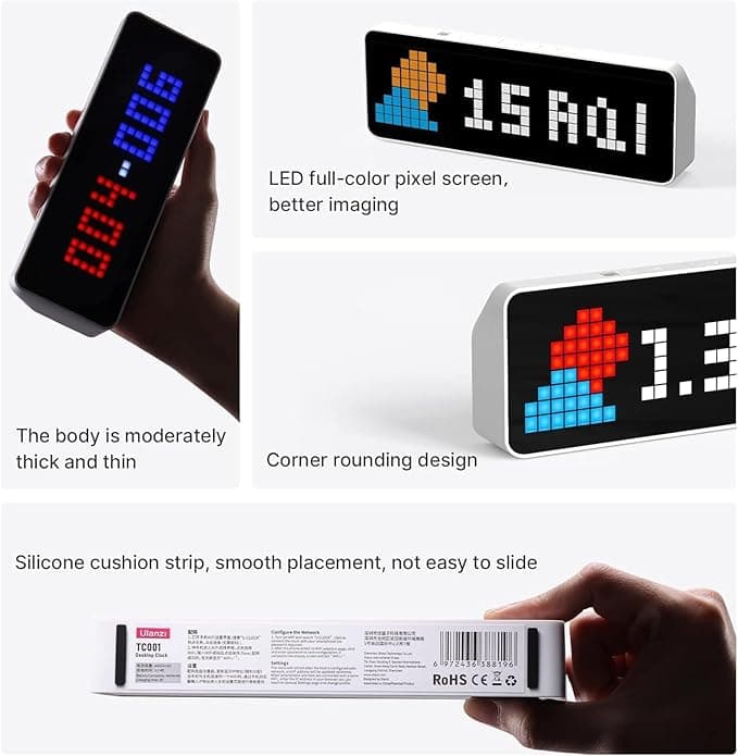 Ulanzi TC001 Smart Pixel Clock with Social Media Follower Counter & Weather Display